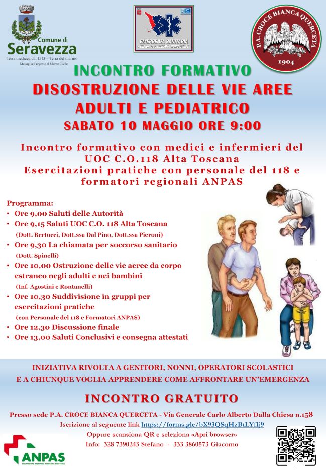 Incontro formativo gratuito disostruzione delle vie aeree adulti e pediatrico 